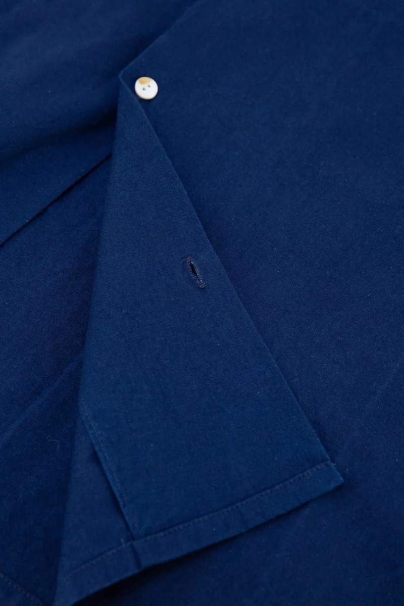Japanese Indigo Cuban Collar Shirt, unisex-4