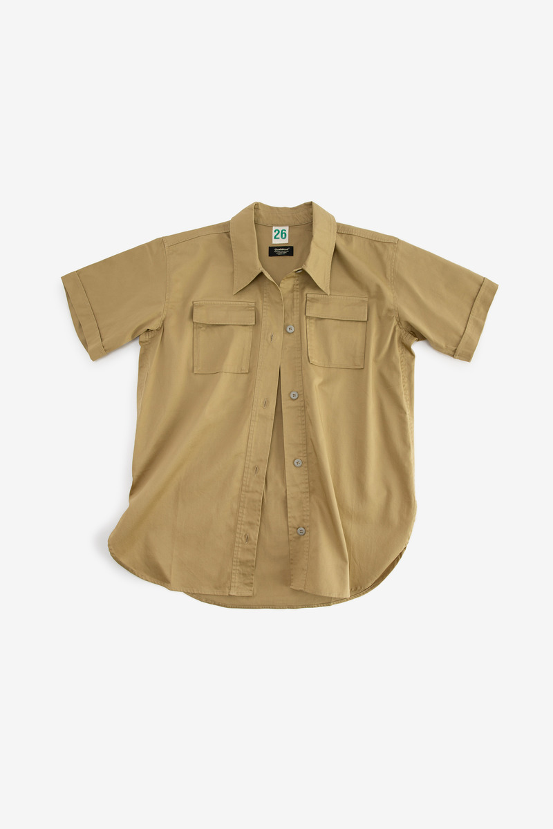 Japanese Cotton Twill Military Short Sleeved Field Shirt,unisex-5