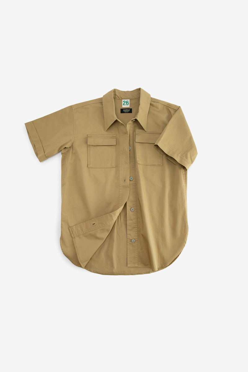 Japanese Cotton Twill Military Short Sleeved Field Shirt,unisex-2