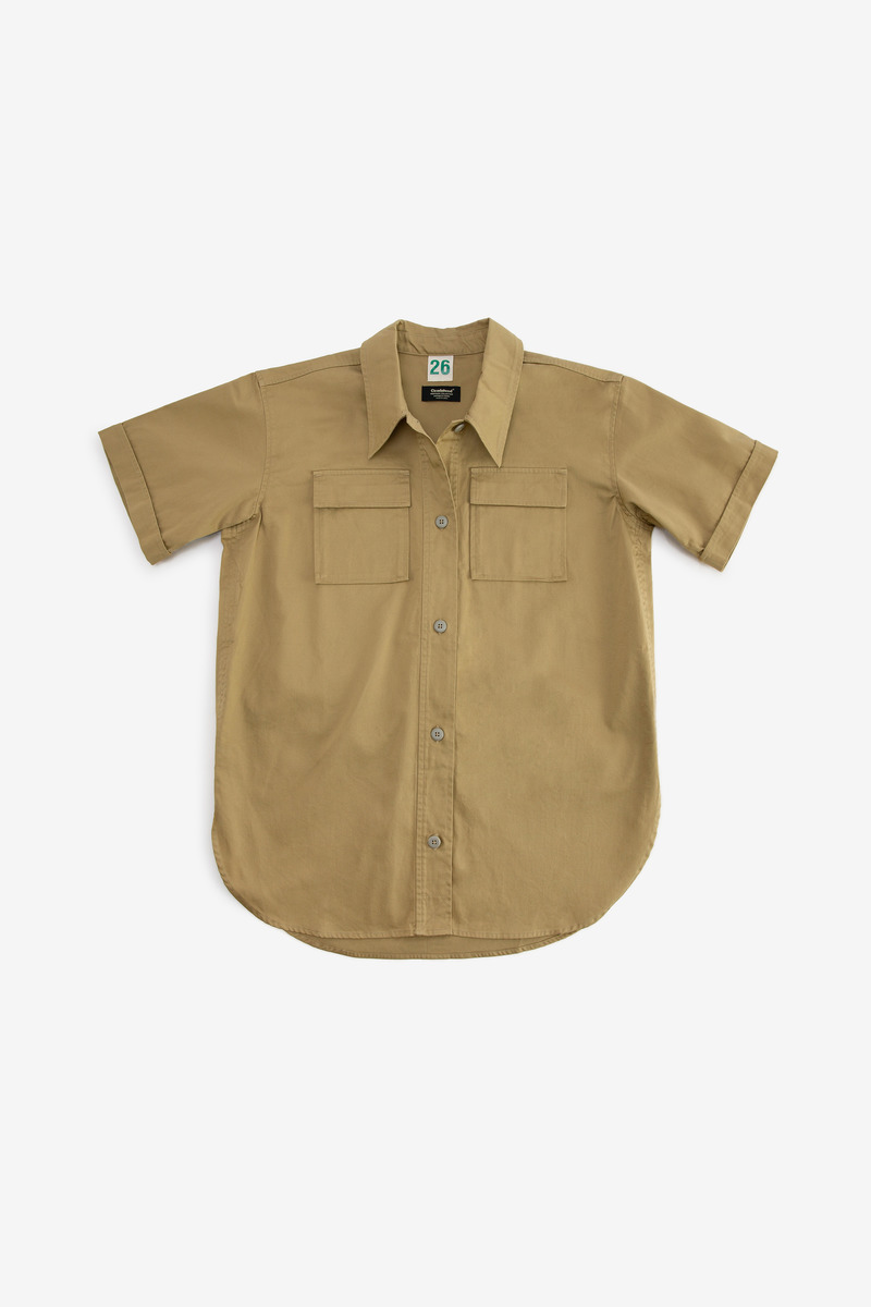 Japanese Cotton Twill Military Short Sleeved Field Shirt,unisex