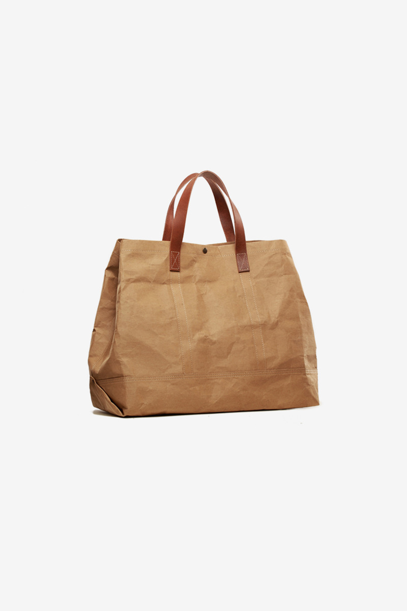 kraft paper & cowhide tote bag-2
