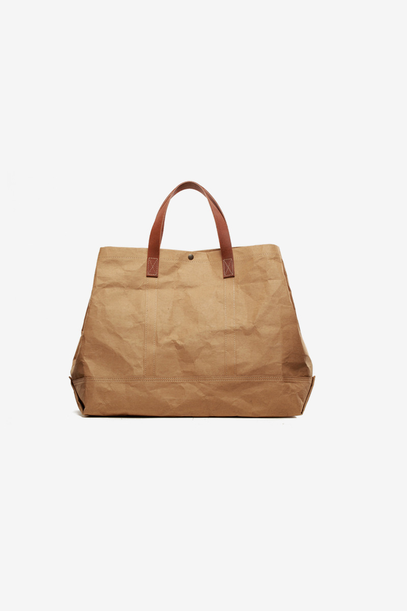 kraft paper & cowhide tote bag-5