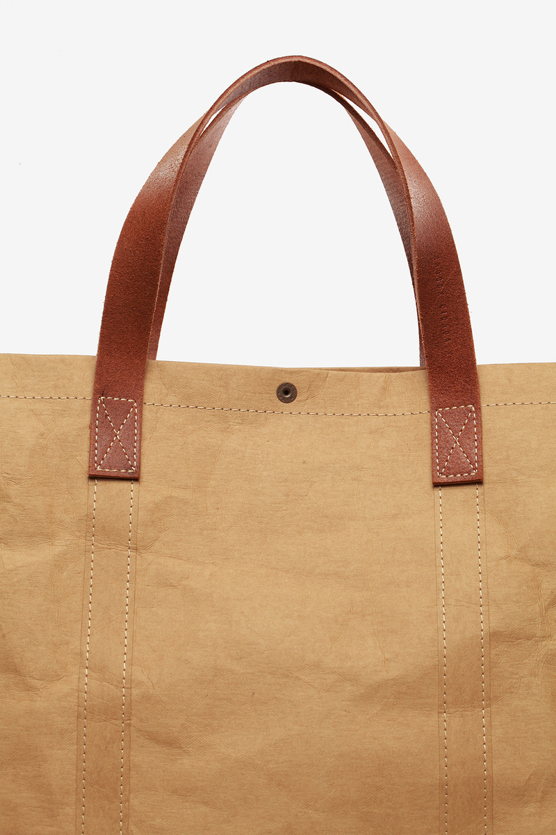 kraft paper & cowhide tote bag-3