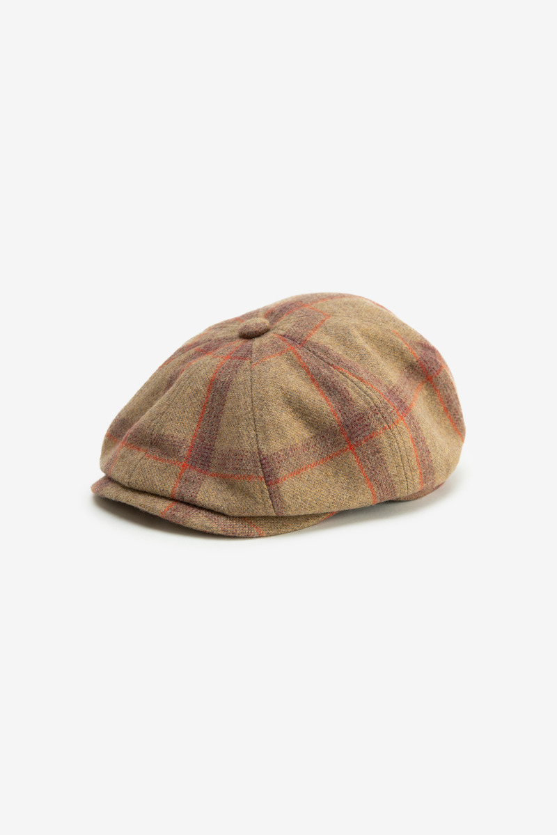 British Wool Blend Plaid Newsboy Cap, unisex