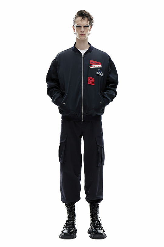 AW20原创设计 绣标抽皱棒球夹克