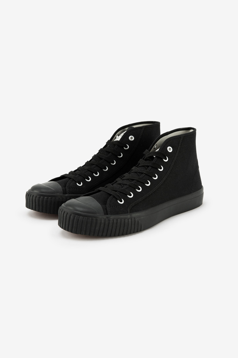 Okayama Canvas Vulcanized Shoes, high-top, all black