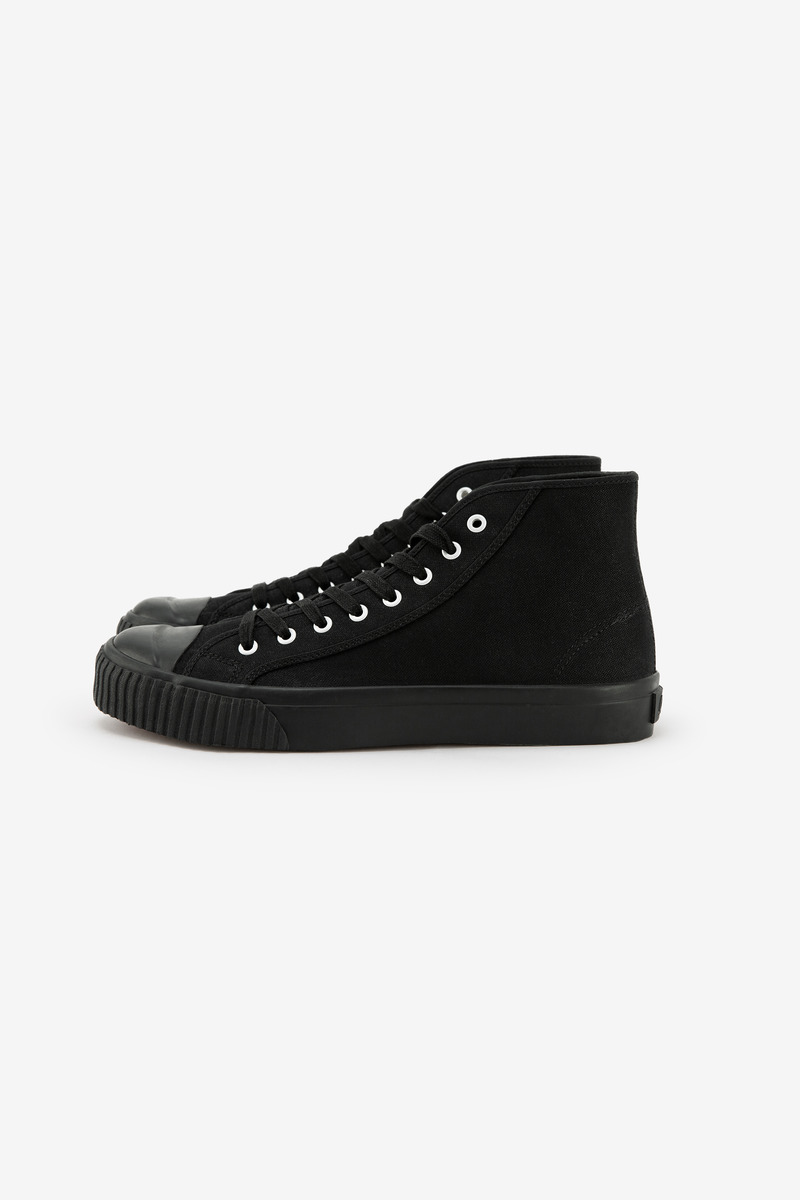 Okayama Canvas Vulcanized Shoes, high-top, all black-2