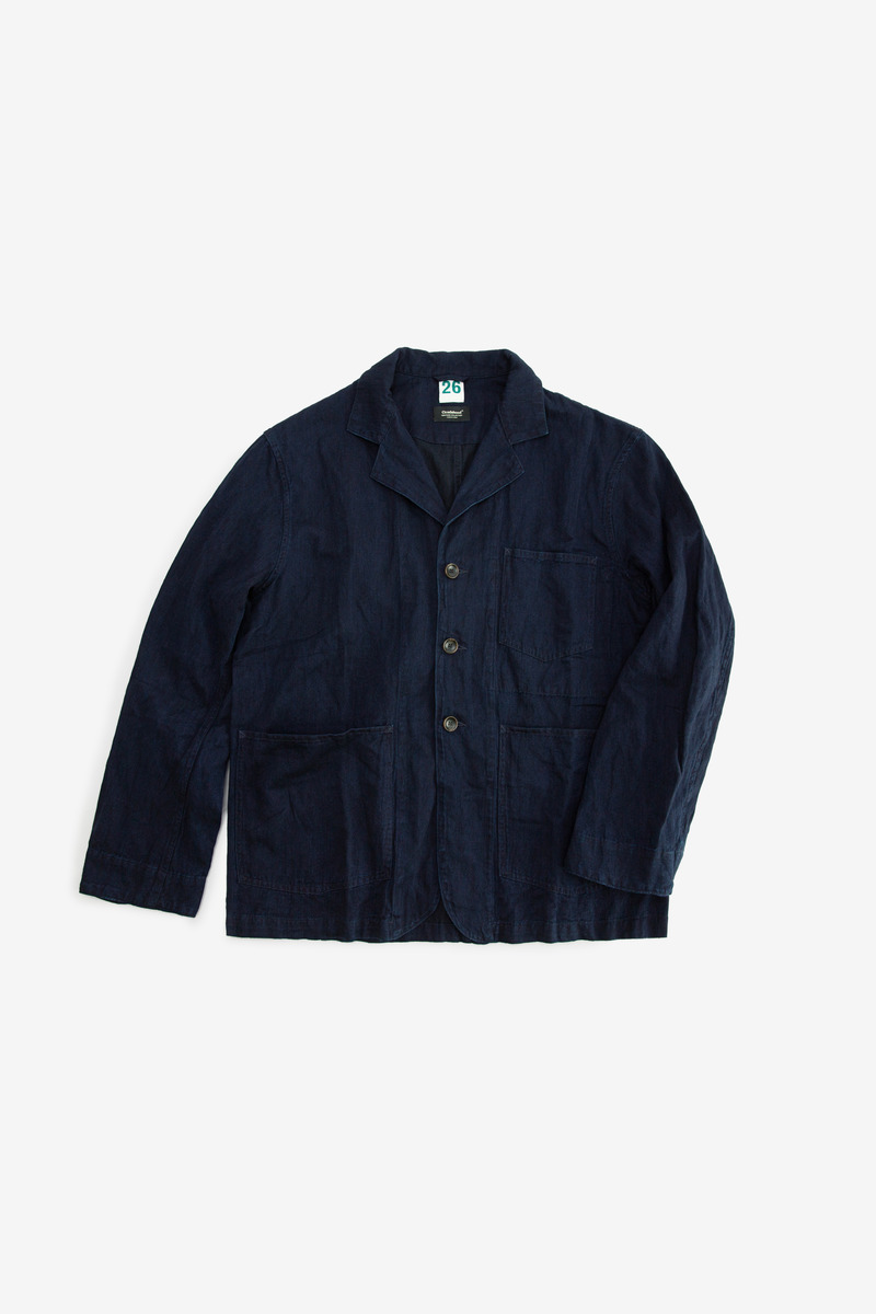 Indigo dyed cotton British railway workwear jacket, unisex-2