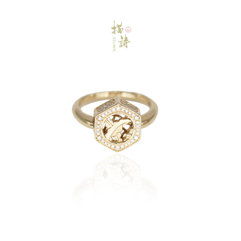 预售-蕉叶碧砌-满钻双面戒指