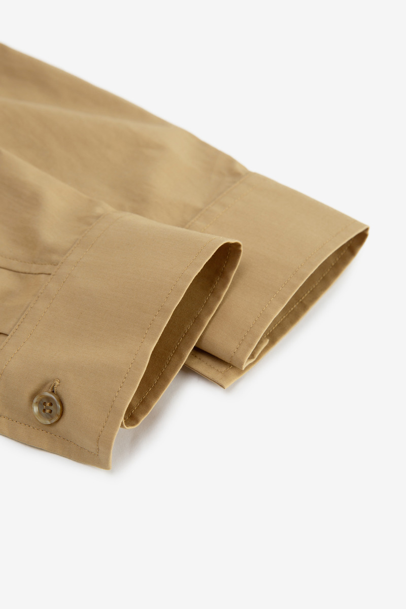 Japanese lyocell cotton Greek Army Stand Collar Shirt(khaki)-4