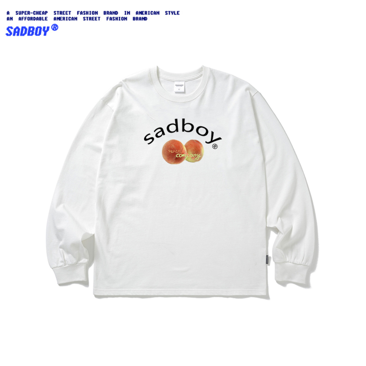 SadBoy 2020秋季新款个性桃子印花可爱潮外贸出口纯棉长袖男女T恤-2