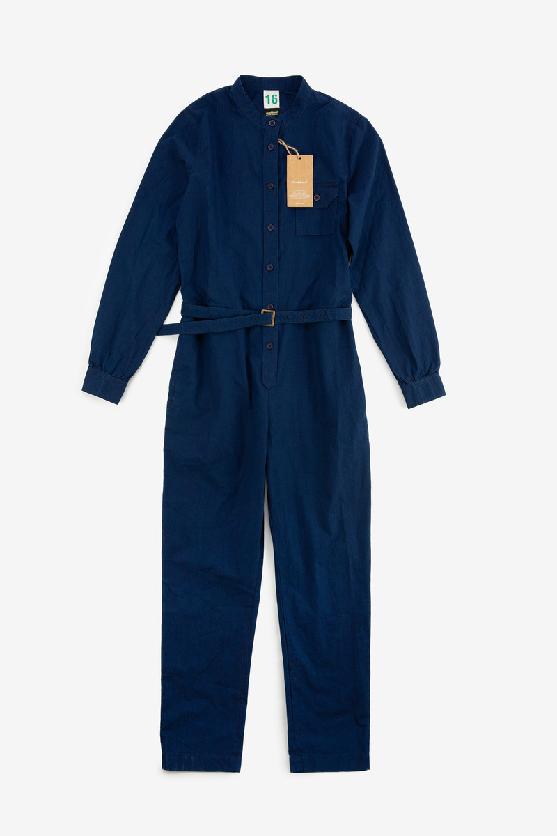 Indigo dyed cotton Workwear Jumpsuit-3