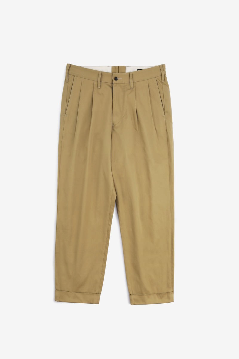 Japanese cotton twill 2 tuck French military chino trousers, unisex