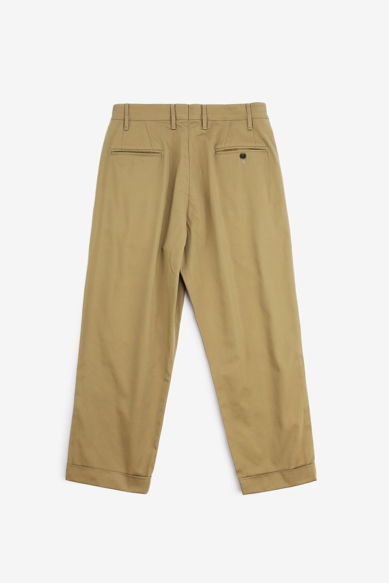 Japanese cotton twill 2 tuck French military chino trousers, unisex-2