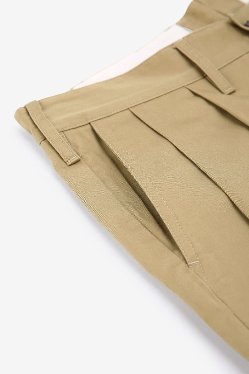 Japanese cotton twill 2 tuck French military chino trousers, unisex-4