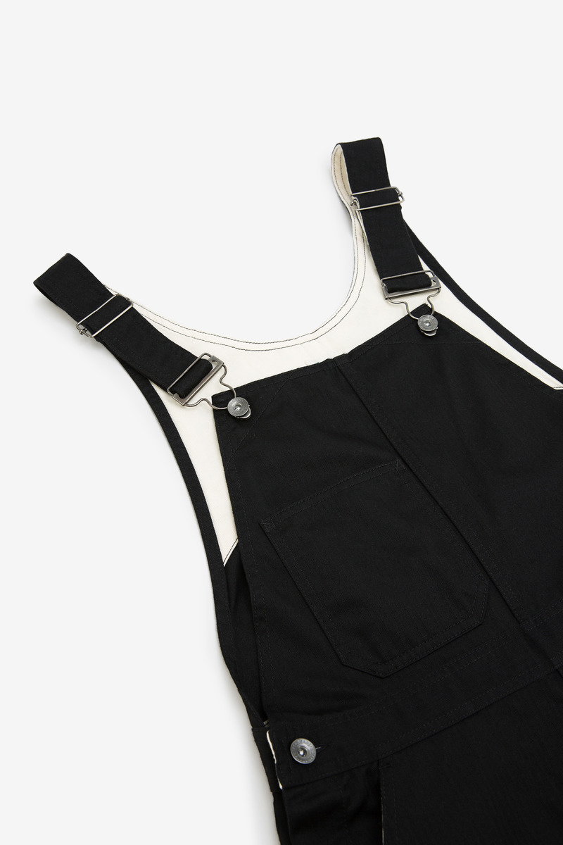 Japanese Workwear Herringbone Twill overalls(black)-4