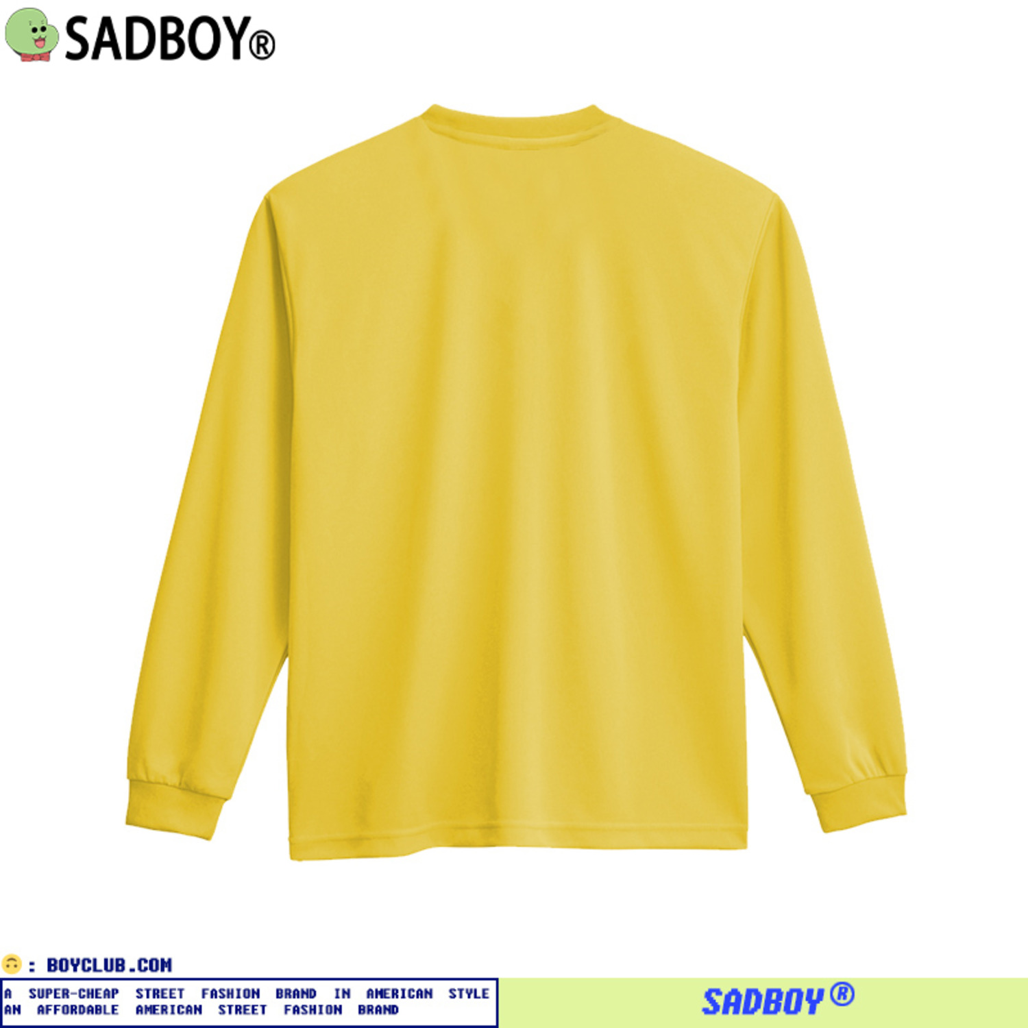 SadBoy2021新款潮青春黄色百搭纯色网眼运动圆领男女透气 长袖T恤-3