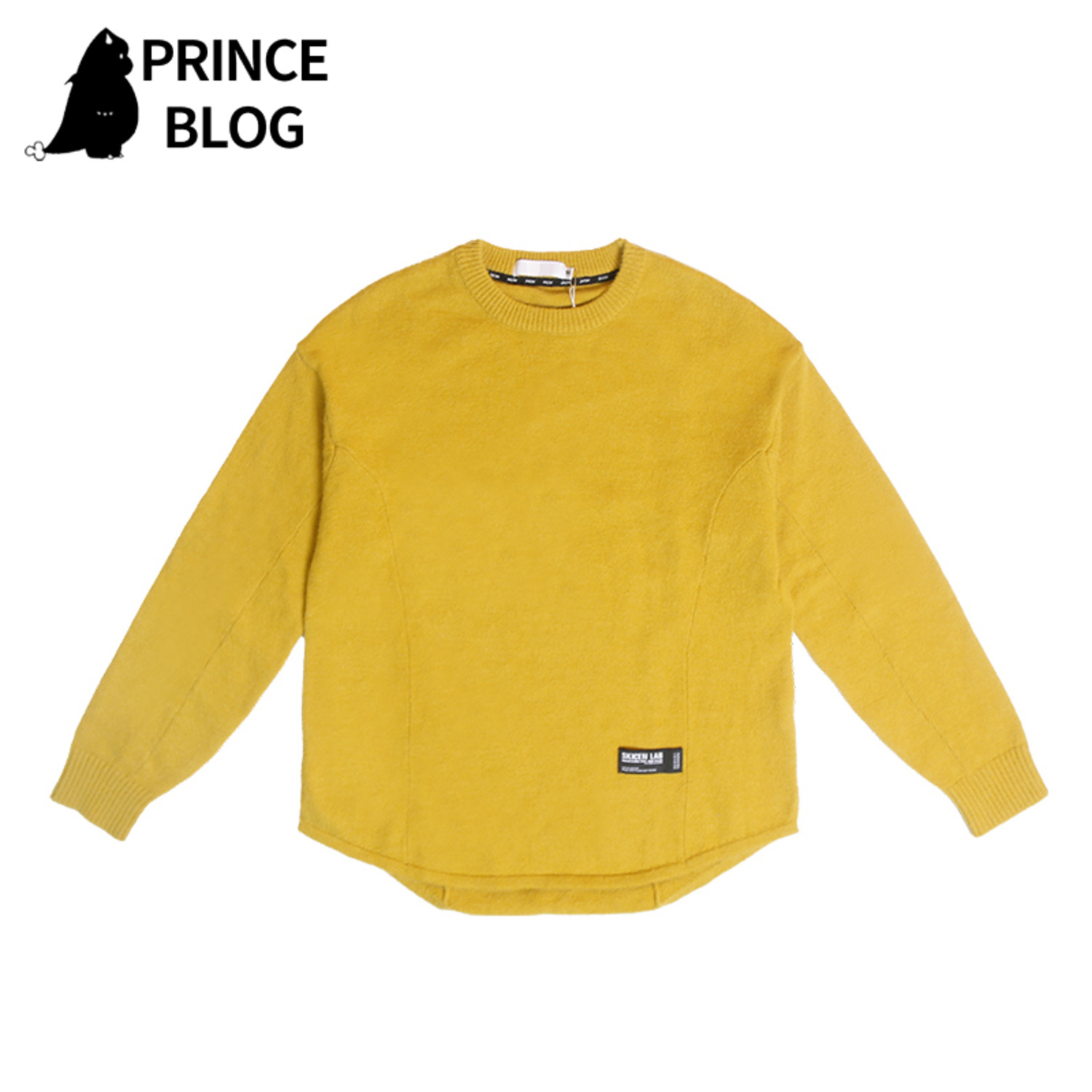 PrinceBlog2020秋冬款圆领套头纯色休闲复古潮牌长袖毛衣针织衫-3