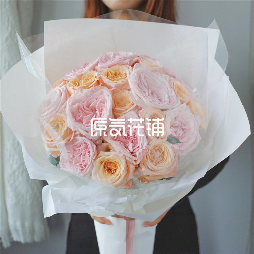 原气花铺-花店-上海-北京棉花糖--厄瓜多尔微光荔枝玫瑰花束-4