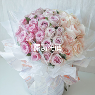 渐渐--粉雪山海洋之谜碧海玫瑰混合花束