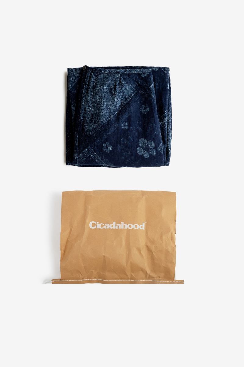 Indigo Discharging Print Lantern skirt-5
