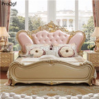 1300usd Prodgf 1Pcs A Set Castle pink love Romantic Princess Bedroom Bed(no mattress)