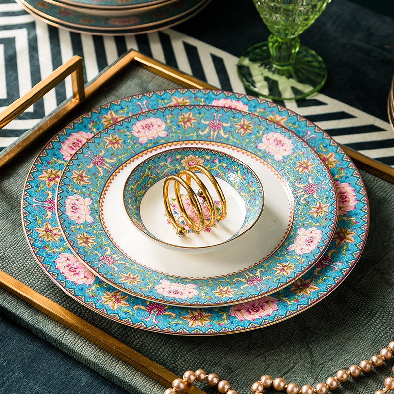 珐琅彩陶瓷餐具套组