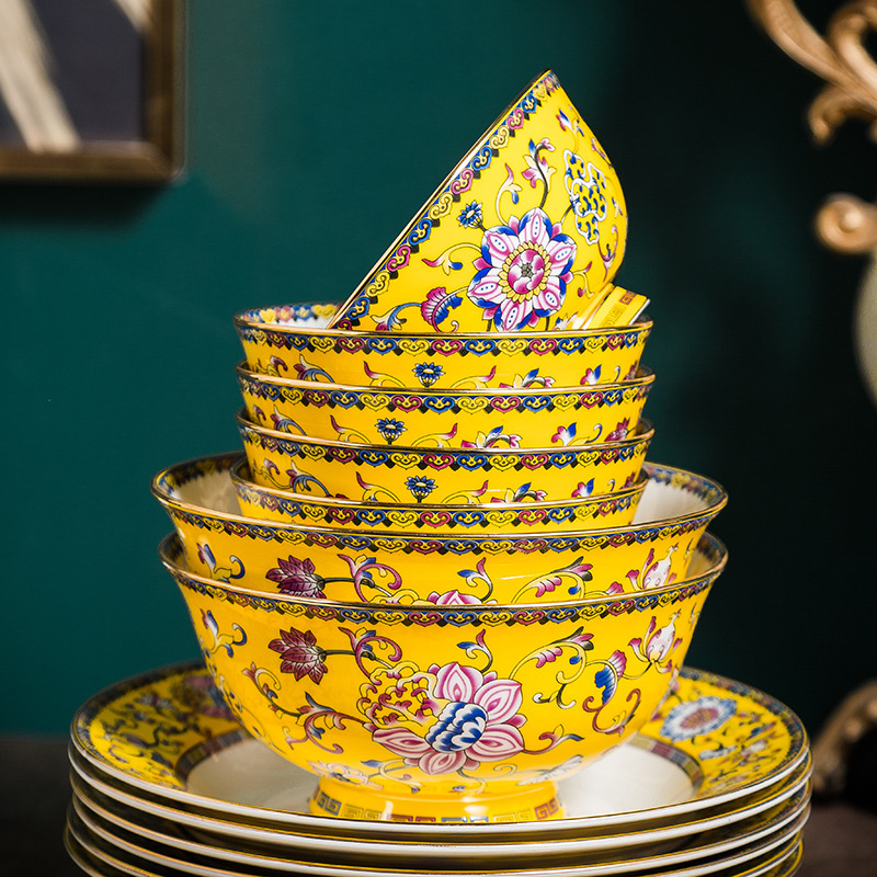 珐琅彩陶瓷餐具套组
