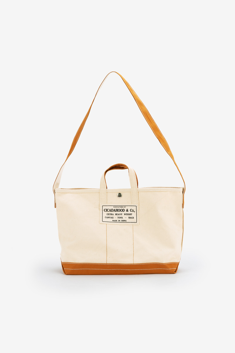 Okayama canvas hand/crossbody color match tote bag(natural white/mustard)