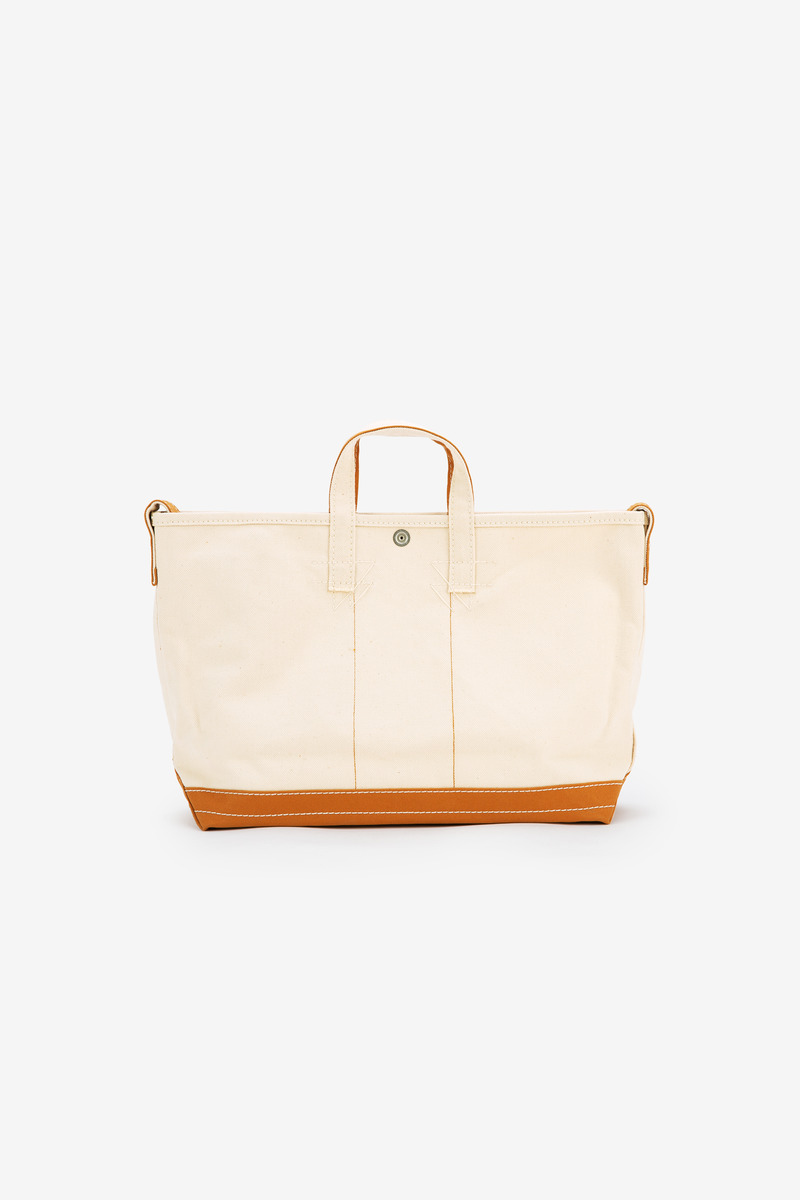 Okayama canvas hand/crossbody color match tote bag(natural white/mustard)-3