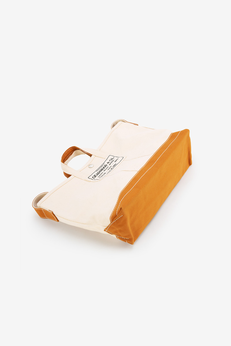 Okayama canvas hand/crossbody color match tote bag(natural white/mustard)-5