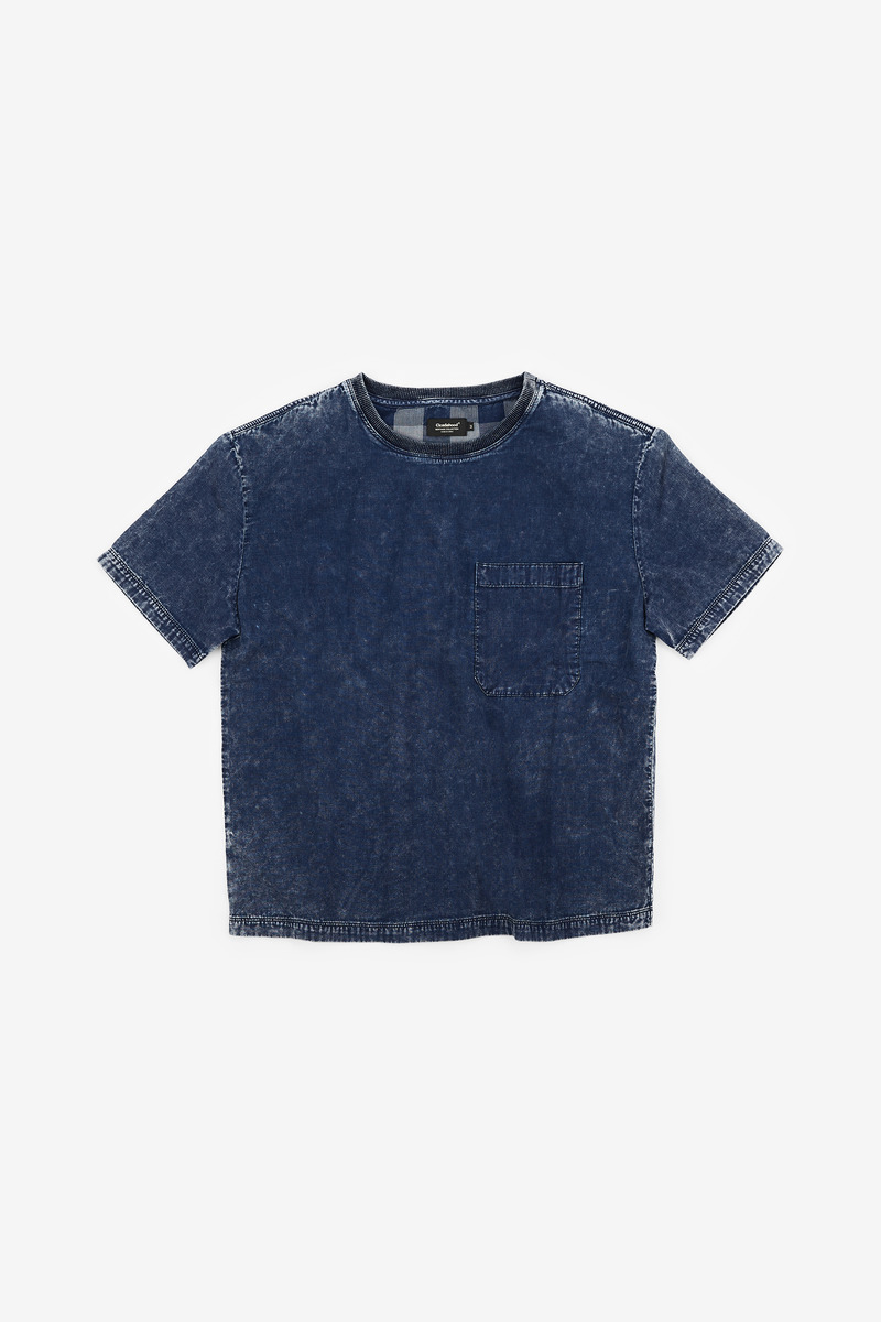 Indigo Bleaching Yarn Dyed Double Cloth Check T-shirt