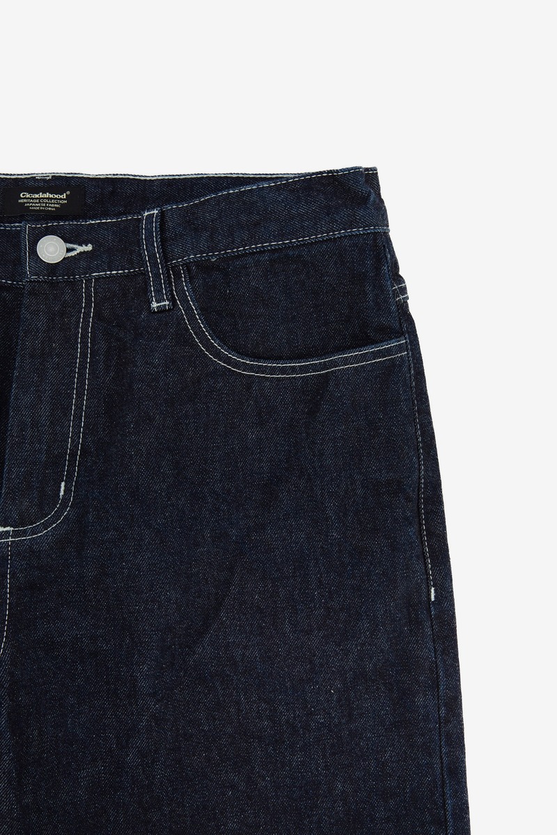 13.5OZ Kojima Raw Denim Normcore Loose Tapered Fit Jeans, Unisex-4