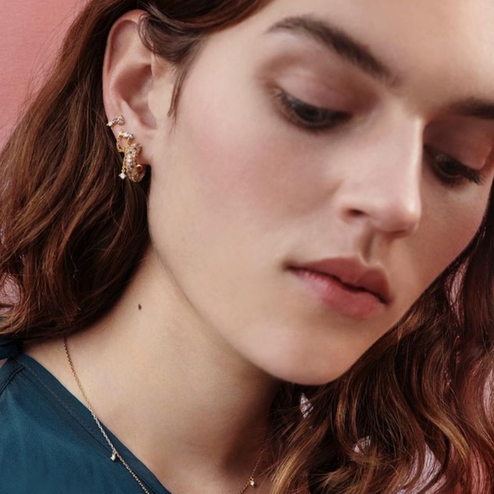 西班牙Pd Paola Five系列 天然锆石Tiger耳环18K金 节日礼物镶钻