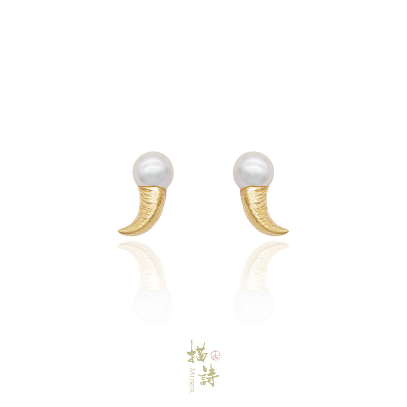 预售-“牛”转乾坤-真多麻珍珠耳钉-18K黄