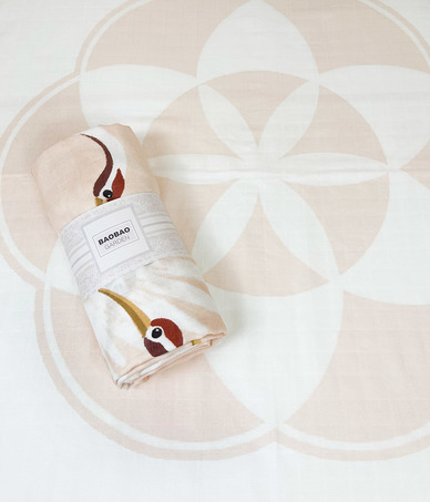 White Pink Flower Muslin Swaddle Blanket (Original Design Pattern)