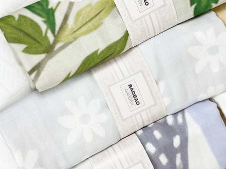 Blue Flower Muslin Swaddle Blanket-3