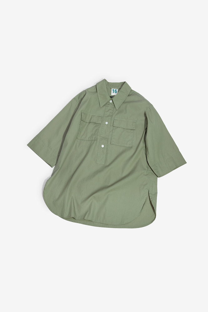 Japanese Cotton Cloth Military Mid-sleeve Pullover Shirt,Unisex