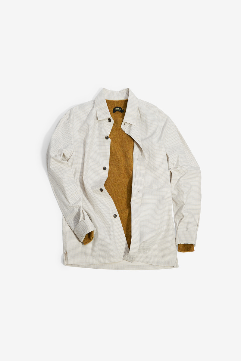 Waxed Cotton Graph-check Shirt, Men