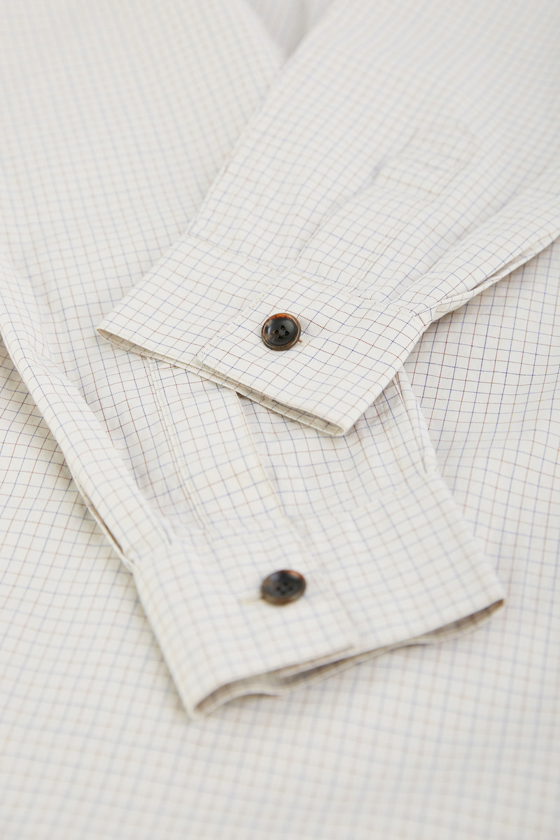 Waxed Cotton Graph-check Shirt, Men-4