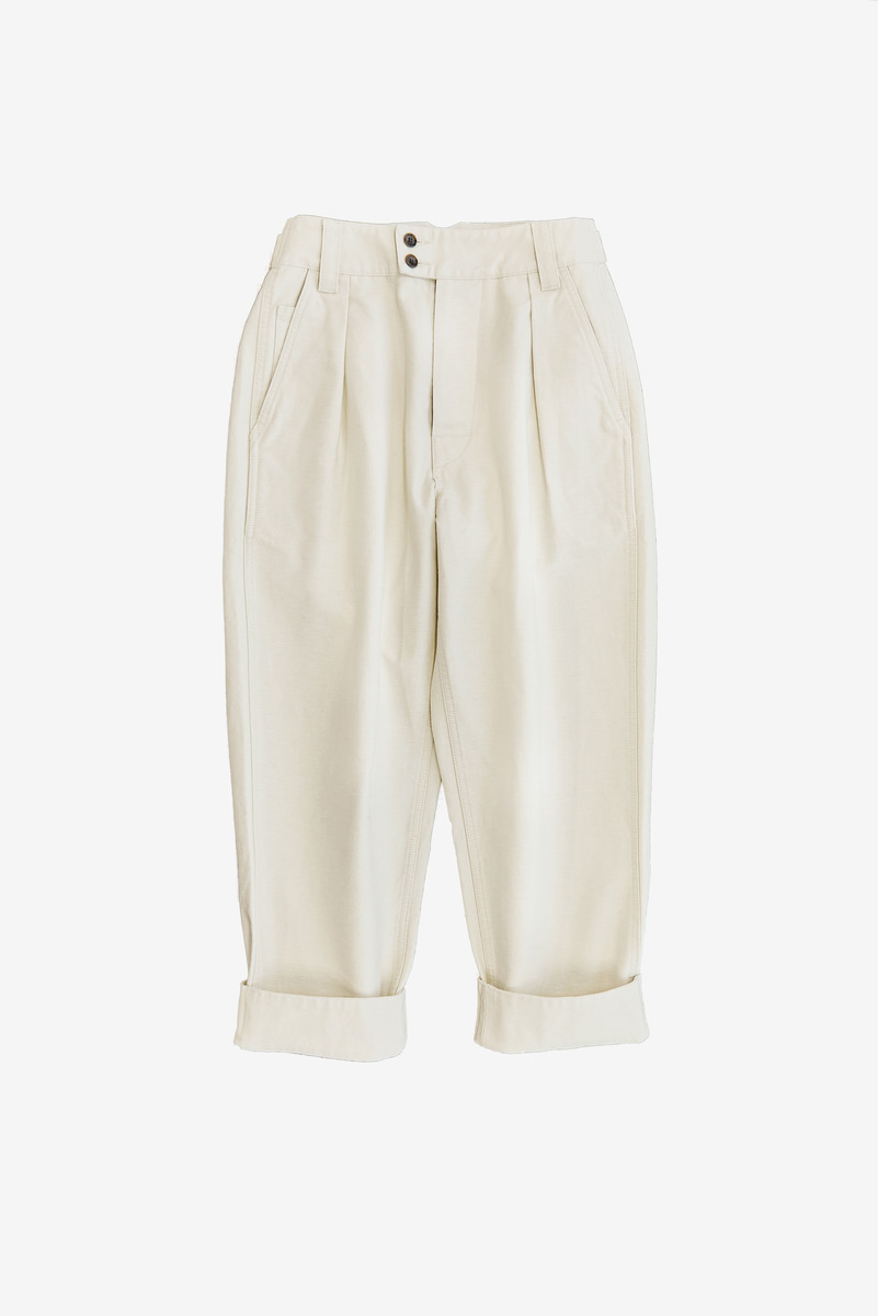 French Cotton Sateen Cuffed Work Trousers, Unisex
