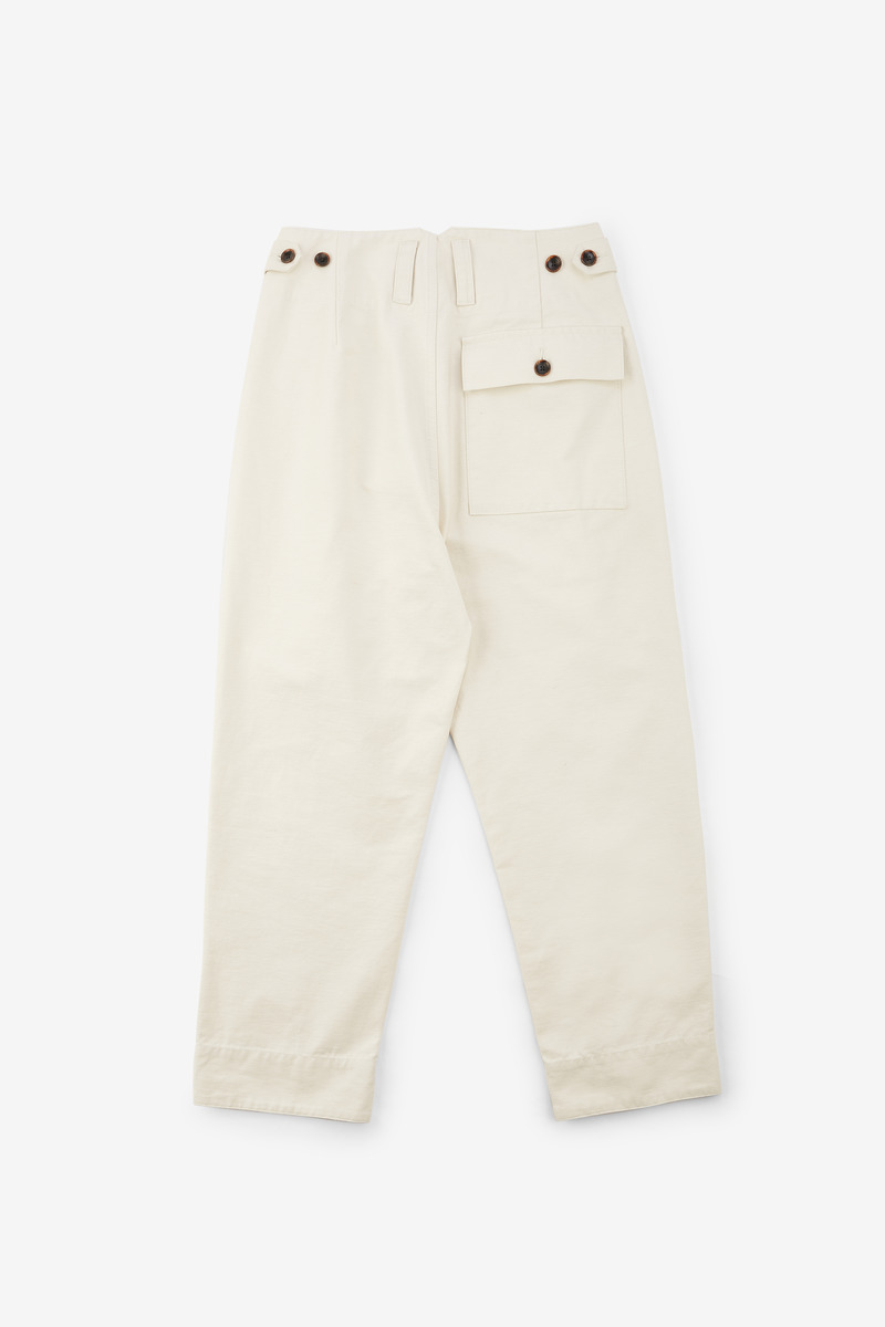 French Cotton Sateen Cuffed Work Trousers, Unisex-5