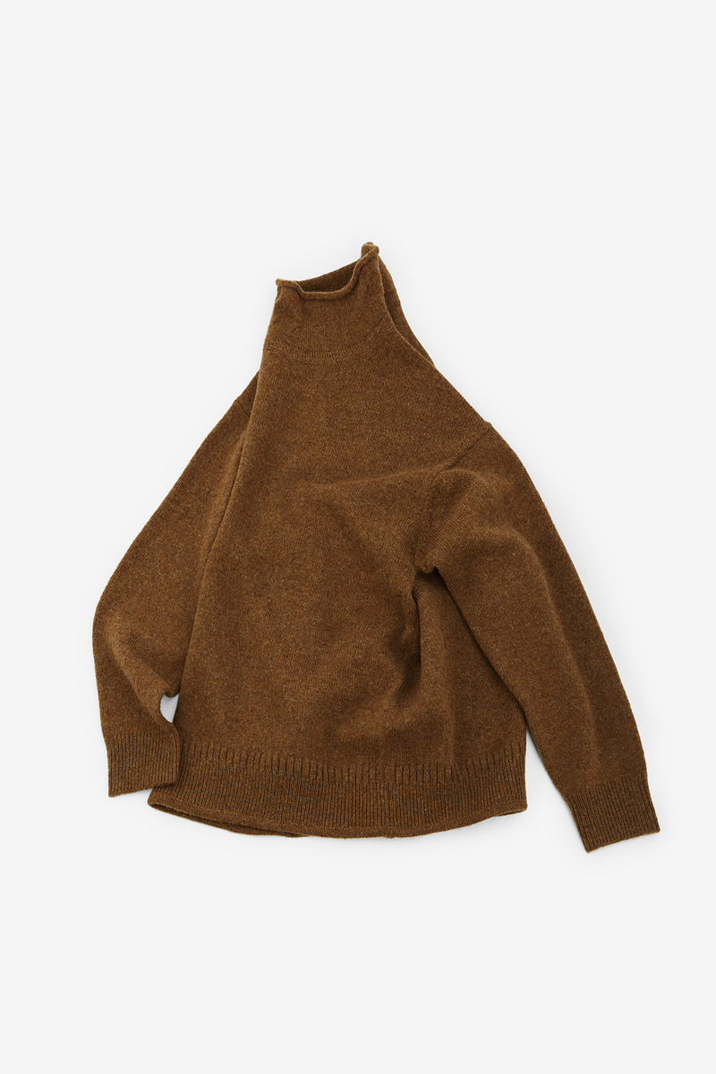 British Shetland Wool Donegal Curl Neck Gansey Sweater,Man