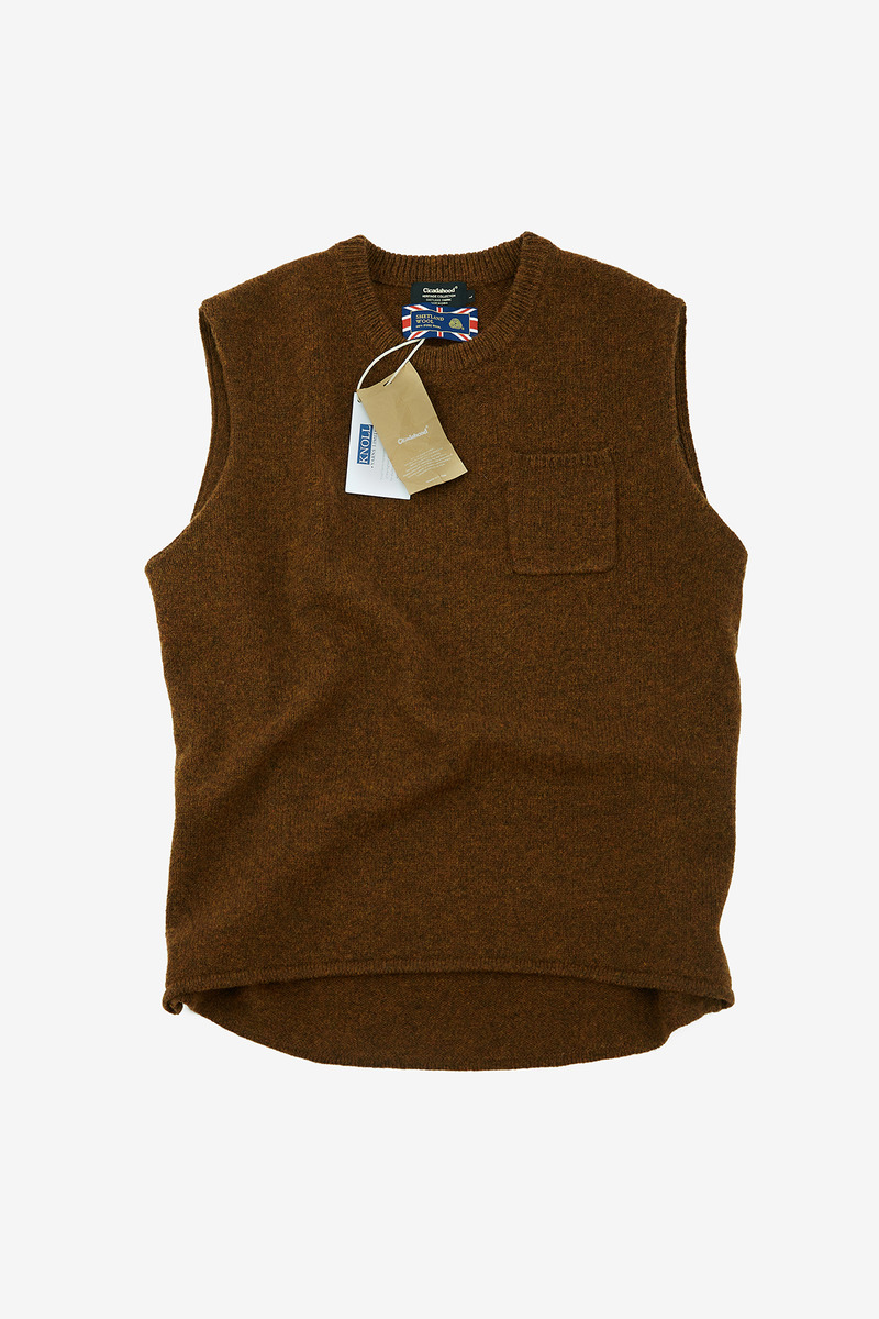 British Shetland Wool Pullover knitted Vest, Unisex(Red Squirrel)