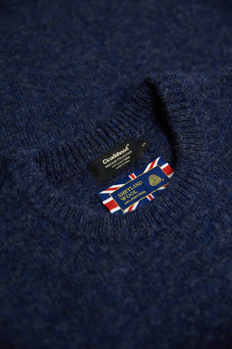British Shetland Wool Pullover knitted Vest, Unisex(Blue)-2