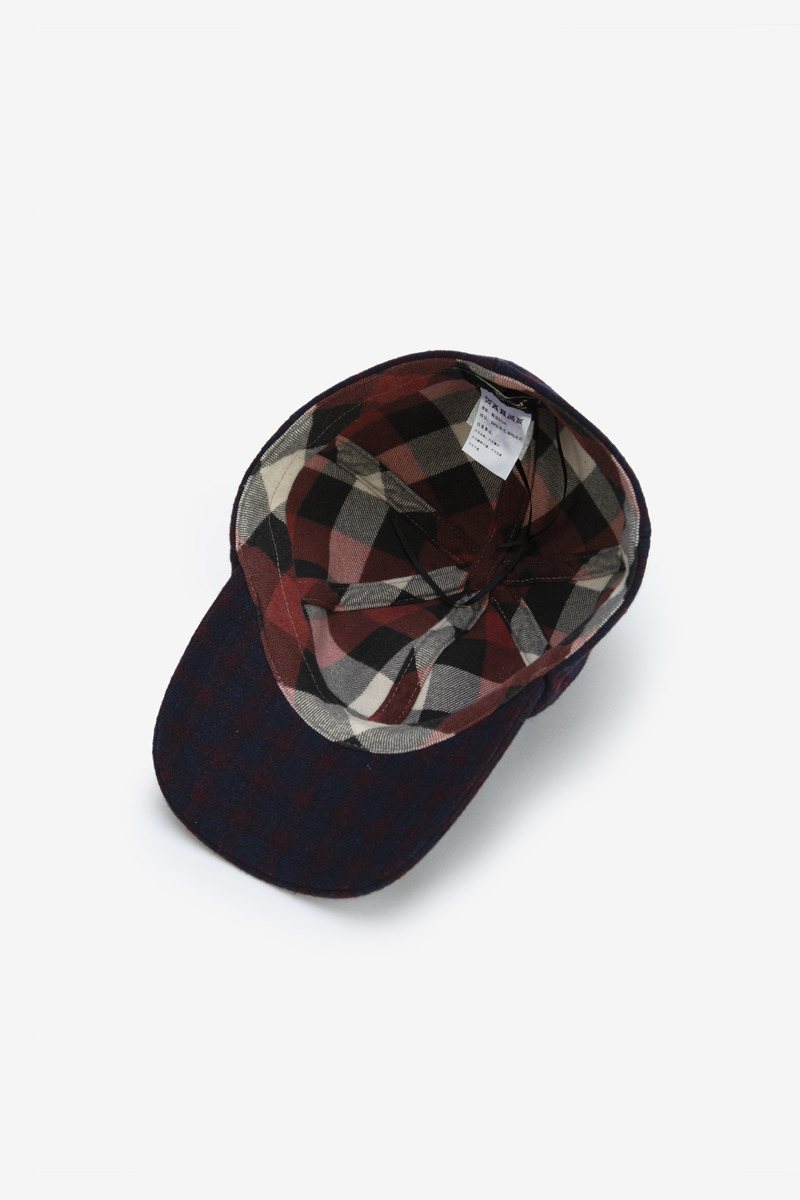 Heritage Ivy Wool Blend Plaid Baseball Cap, unisex(Dark blue plaid)-5