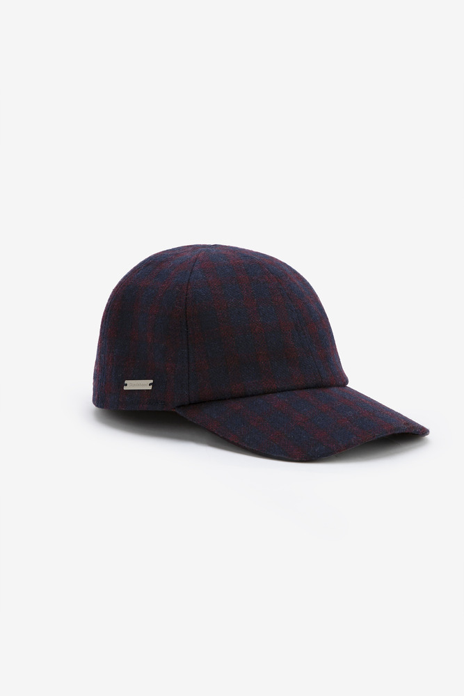 Heritage Ivy Wool Blend Plaid Baseball Cap, unisex（Dark blue plaid）