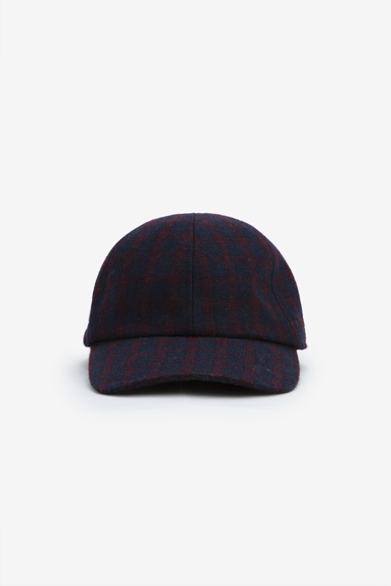 Heritage Ivy Wool Blend Plaid Baseball Cap, unisex(Dark blue plaid)-2