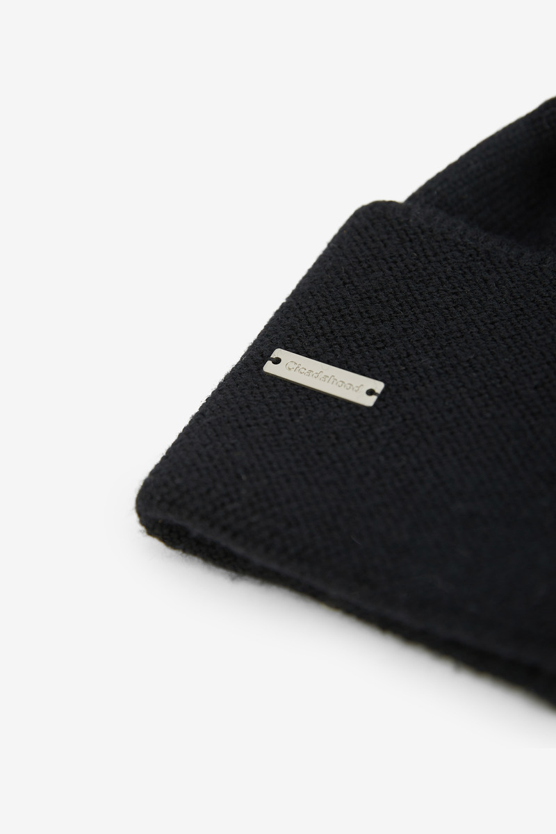 Wool Knit Watch Cap, Unisex(black)-3