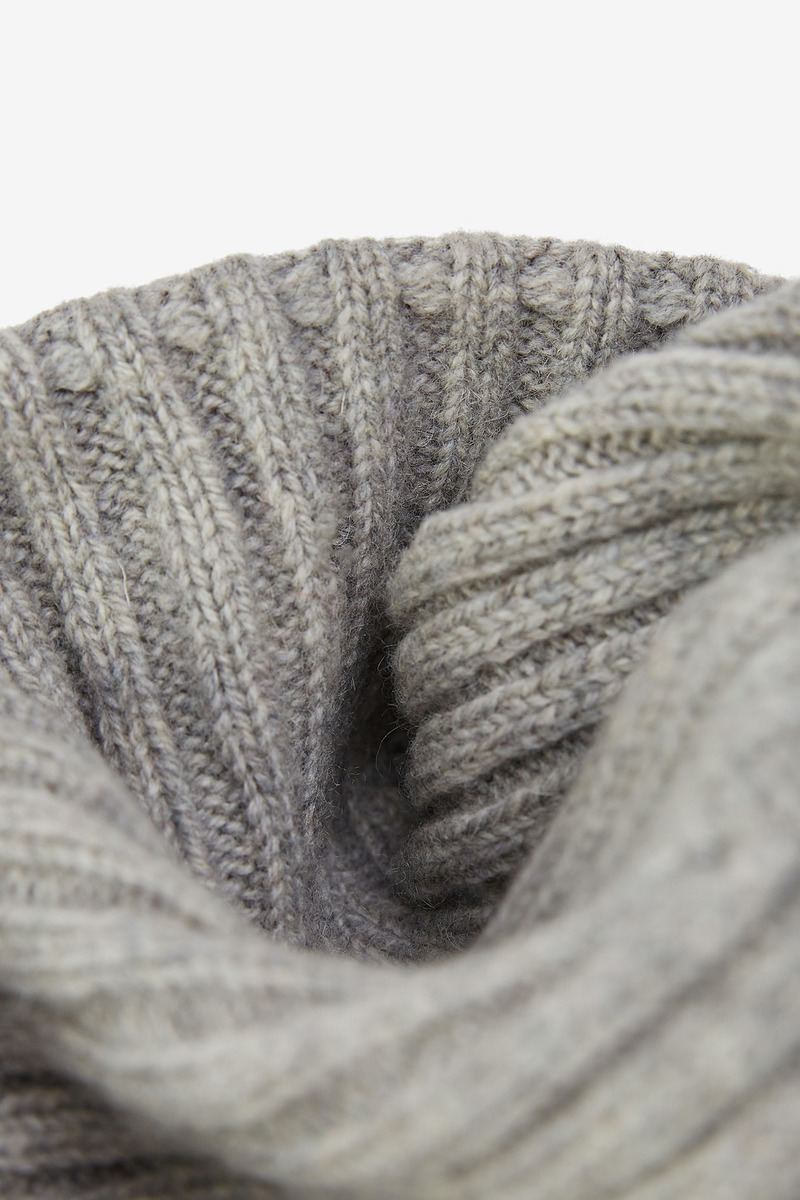 Wool Knit Ribbed Beanie, Unisex(light gray)-4
